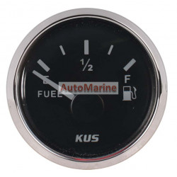 Kus Fuel Level Gauge - 52mm - Black Face with Silver Bezel