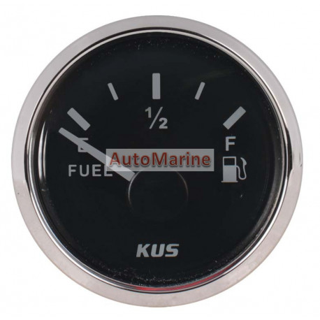 Kus Fuel Level Gauge - 52mm - Black Face with Silver Bezel