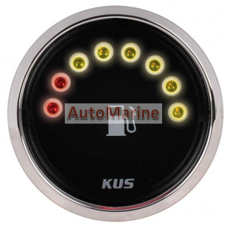 Kus Fuel Level Gauge - 52mm - Black Face with Silver Bezel