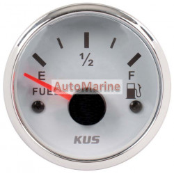 Kus Fuel Level Gauge - 52mm - White Face with Silver Bezel