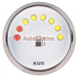 Kus LED Fuel Level Gauge - 52mm - White Face with Silver Bezel