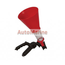 Universal Oil Funnel with Adjustable Width Holding Clamp