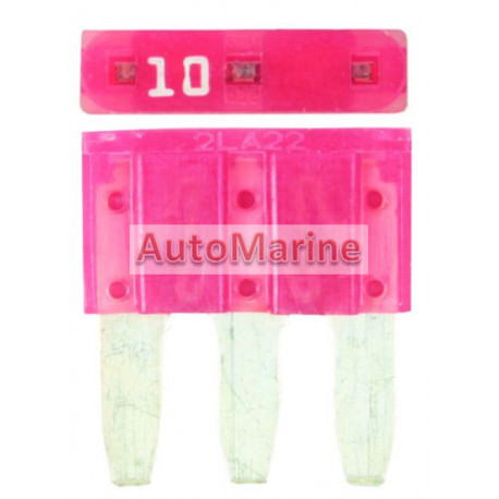 3 Pin Blade Fuse - 10 Amp - 100 Pieces