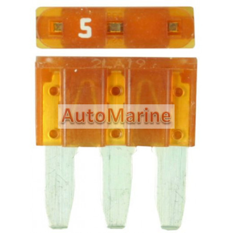 3 Pin Blade Fuse - 5 Amp - 100 Pieces