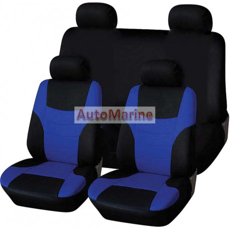 9 Piece SKINI Seat Cover Set - Blue and Black