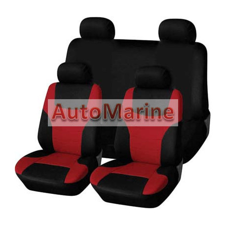 9 Piece SKINI Seat Cover Set - Red and Black