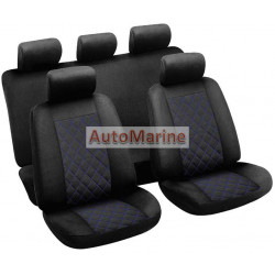 9 Piece GRID Seat Cover Set - Blue and Black
