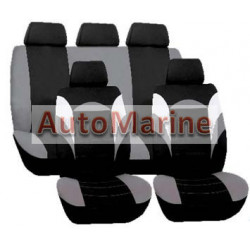 9 Piece RACER Seat Cover Set - Grey and Black