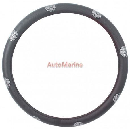 Steering Wheel Cover - Black / Soccer Balls