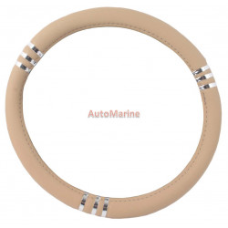 Steering Wheel Cover - Cream and Chrome