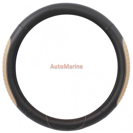Steering Wheel Cover - Black and Beige