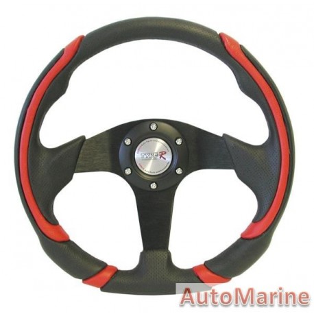 Steering Wheel - 320mm - Leather And Polyeurathane - Red