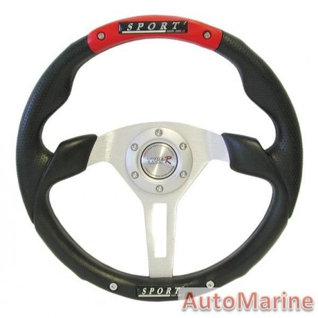 350mm Steering Wheel - PVC - Red