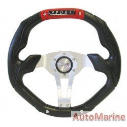 350mm Steering Wheel - PVC - Red