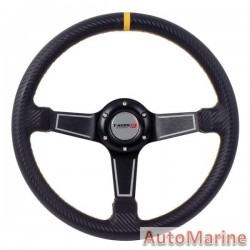 Steering Wheel - PVC - 350mm - Black and Yellow