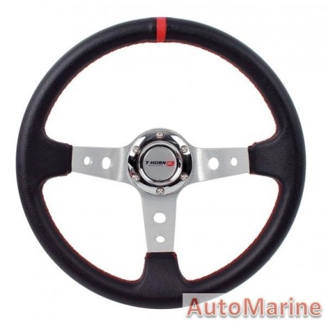 Steering Wheel - PVC - 350mm - Black and Red