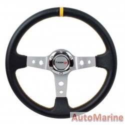 Steering Wheel - PVC - 350mm - Black and Yellow