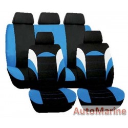 9 Piece RACER Seat Cover Set - Blue and Black
