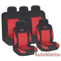 9 Piece Racing Sport - Red Seat Cover Set