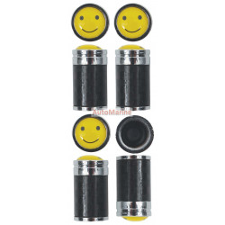 Valve Caps - 4 Piece - Smile Face - Carbon