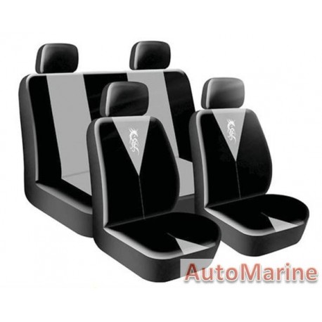 8 Piece DRAGON MASTER - Grey Seat Cover Set