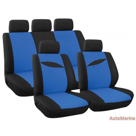 9 Piece Leaf - Blue Seat Cover Set