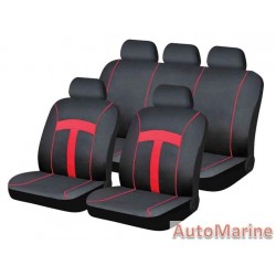 9 Piece T-Style - Red Seat Cover Set