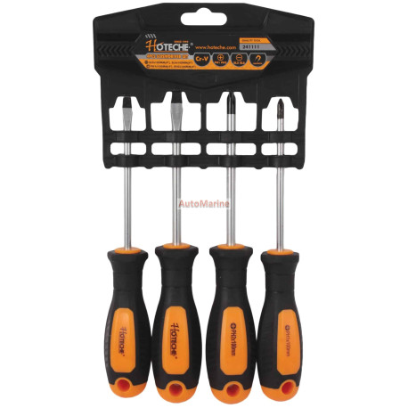 4 Piece Screwdriver Set - Phillips / Flat - Hoteche