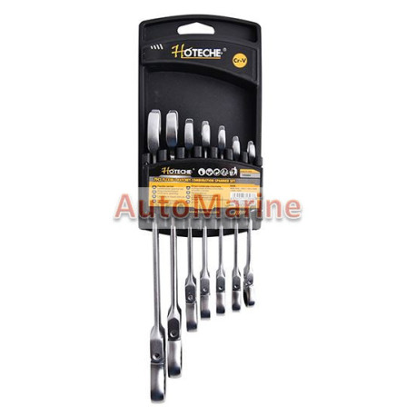 Hoteche 7 Piece Flexible Ratchet Combination Spanner Set