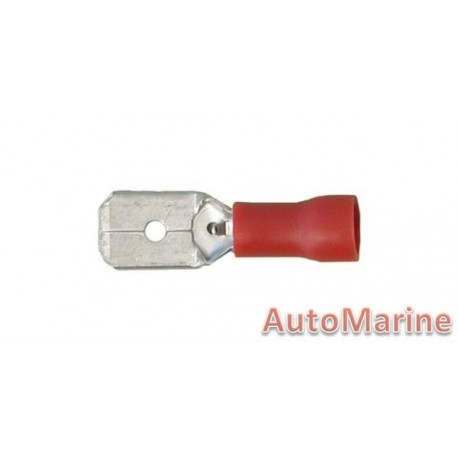 Red Male Terminal - 6.3mm - 100 Pieces
