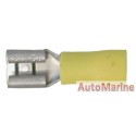 Yellow Female Terminal - 6.3mm - 100 Pieces