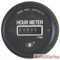 Analogue Hour Meter - 52mm - Black - 6 to 50v