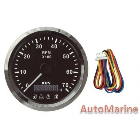 Tachometer with 4 LED Warning Functions - Black