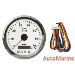 Tachometer with 4 Led Warning Functions - White