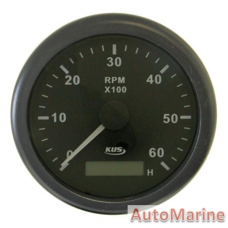 Tachometer 6000rpm - 85mm - Black