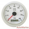 Tachometer 8000rpm - 85mm - White