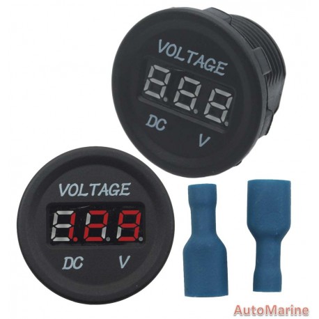 Voltage Gauge - 6-28V - Red Words