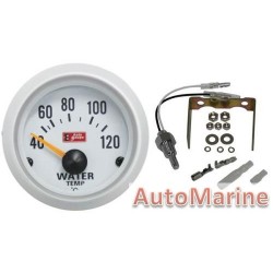 52mm Silver / White Water Temperature Gauge