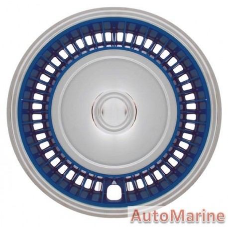 15" Chrome / Blue Wheel Cover Set