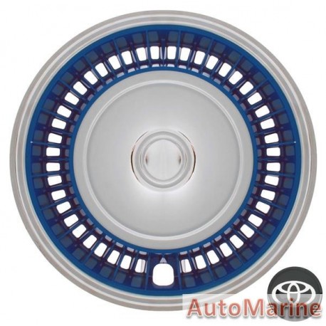 14" Chrome / Blue Wheel Cover Set