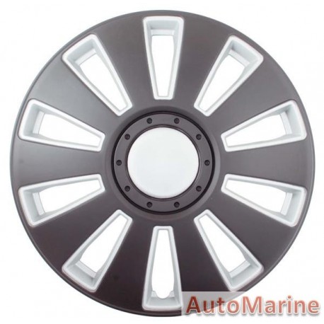 16" Matt Black / Silver Wheel Cover Set