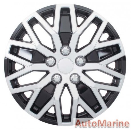 15" Silver / Ice Black Wheel Cover Set