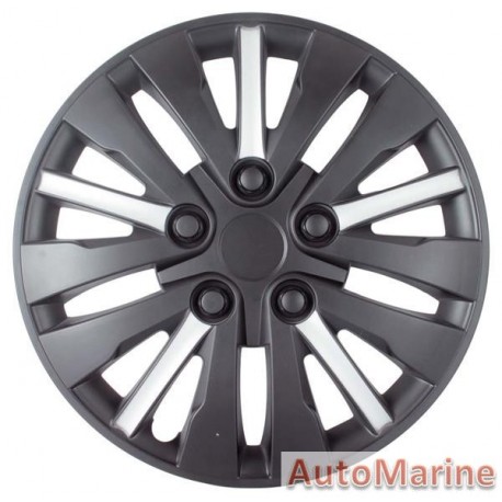 15" Matt Black / Silver Wheel Cover Set