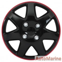 13" Ice Black / Red Wheel Cover Set