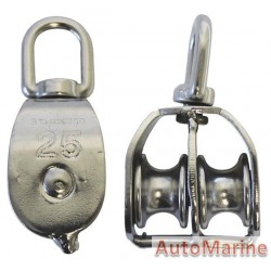 Double Swivel Pulley - Stainless Steel - 25mm Wheel