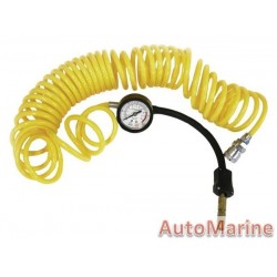 Extra Length Compressor Hose and Gauge with Accessories