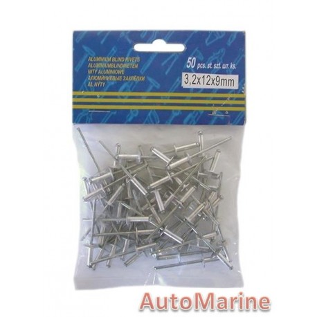 Pop Rivets - Long Flange 3.2x12x9mm - 1000 Pieces