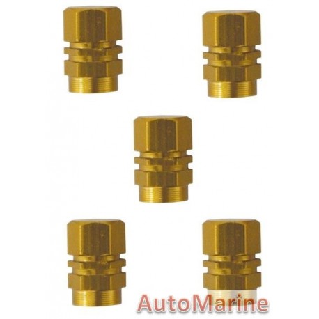 Valve Caps - Gold - 5 Piece