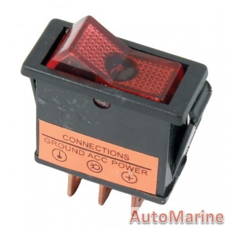 Rocker Switch - Red - Illuminated