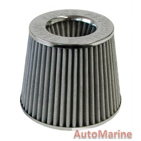 Open Top Cone Air FIlter - 63mm - Silver